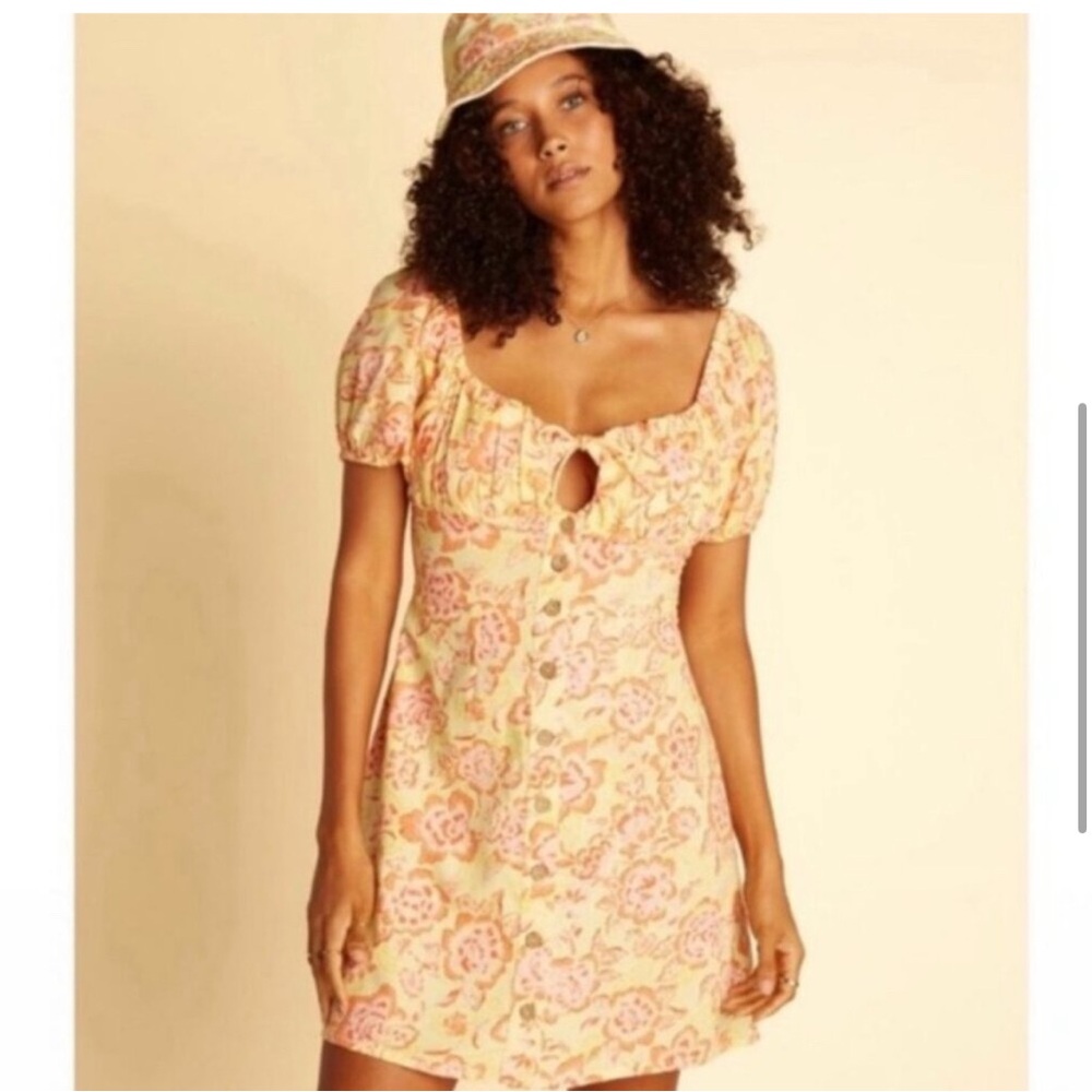 Billabong Yellow and Red Floral Mini Dress